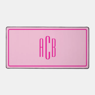 Simple Three Letter Hot Pink Monogram Desk Mat
