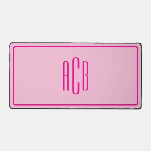 Simple Three Letter Hot Pink Monogram Desk Mat (Front)