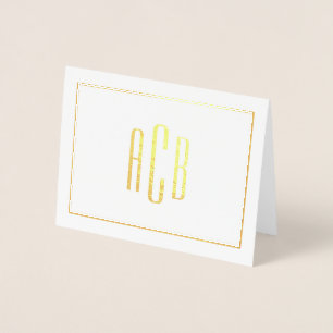 Simple Three Letter Monogram Border Gold Foil Card