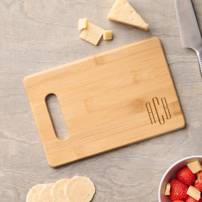 Simple Three Letter Monogram Engraved Cutting Board (Cheese)