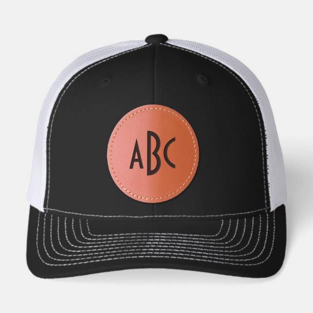 Simple Three Letter Monogram Leather Patch Hat (Front)