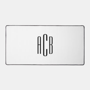 Simple Three Letter White and Black Monogram Desk Mat