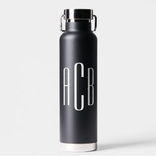 Simple Three Letter White Monogram Water Bottle