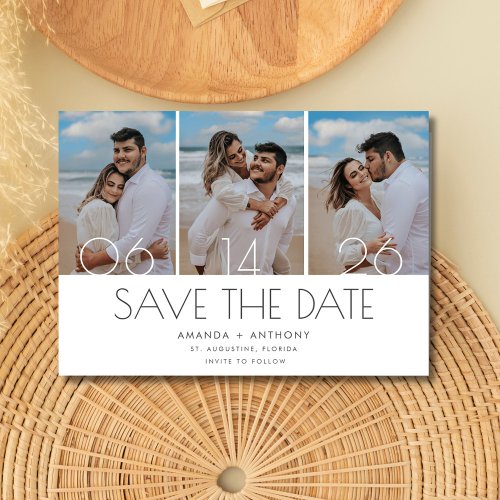 Simple Three Photo Beach Wedding Save The Date