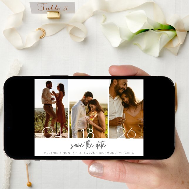 Simple Three Photo Wedding Save the Date (Front Digital)