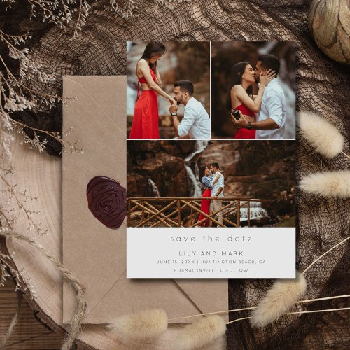 Simple Three Photo Wedding Save the Date 