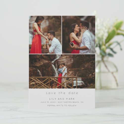 Simple Three Photo Wedding Save the Date 