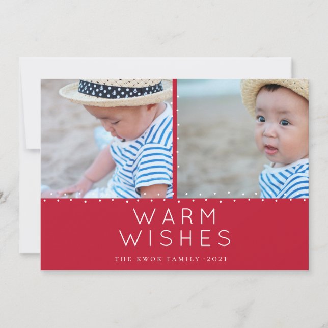 Simple Tidings Polka Dot Frame Photo Holiday Card (Front)