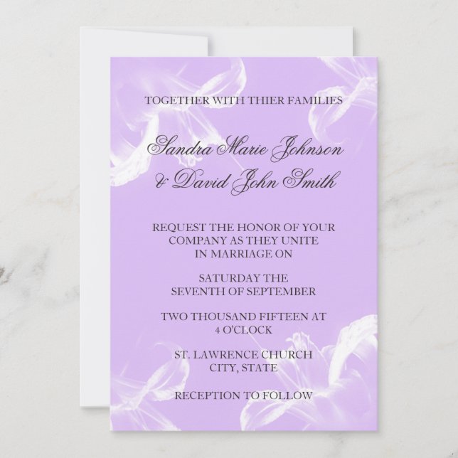 Simple Tiger Lily Floral Wedding Invitation (Front)