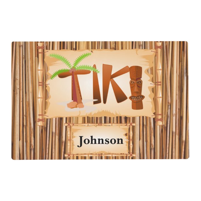 Simple Tiki Bamboo Sticks Design Placemat (Front)