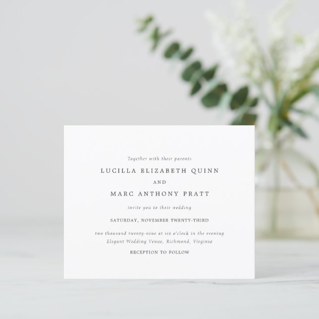 Simple Timeless Budget Wedding Invitation (Standing Front)