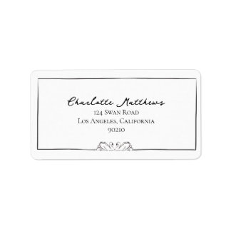 Simple Timeless Handwritten Swan Address Label