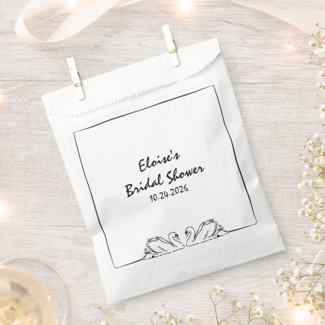 Simple Timeless Handwritten Swan Bridal Shower  Favor Bag (Clipped)