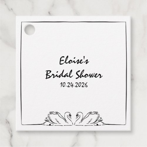 Simple Timeless Handwritten Swan Bridal Shower  Favor Tags