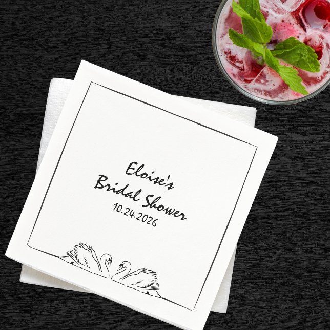 Simple Timeless Handwritten Swan Bridal Shower  Napkins (Creator Uploaded)
