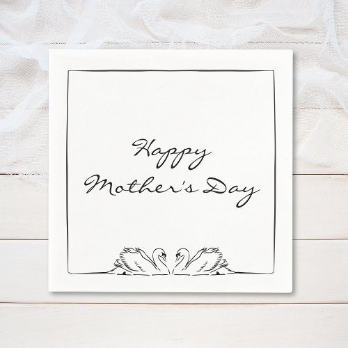 Simple Timeless Handwritten Swan Mothers Day   Napkins