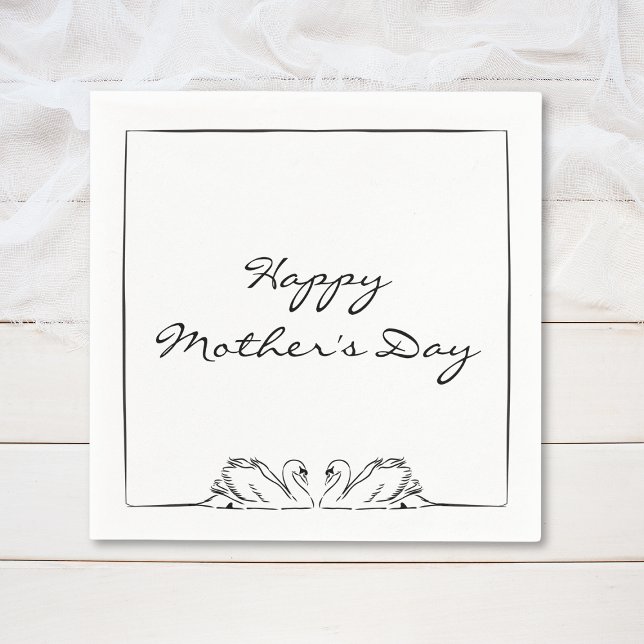 Simple Timeless Handwritten Swan Mother's Day   Napkins (Creator Uploaded)