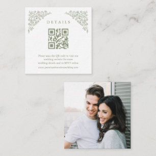 Simple Timeless Sage Green Photo Wedding Details Enclosure Card