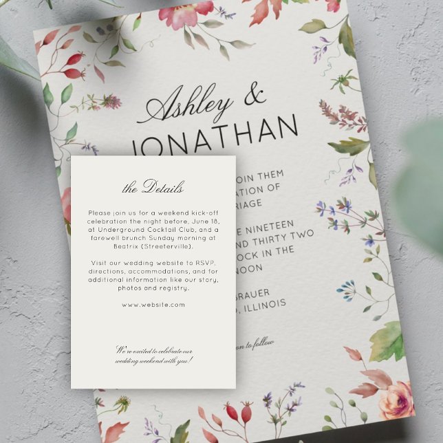 Simple, Timeless Wildflower Alabaster Wedding Enclosure Card (Creator Uploaded)