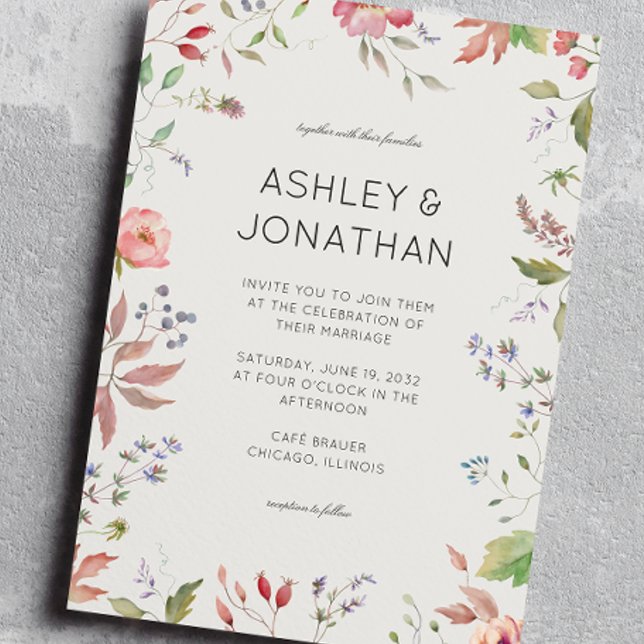 Simple, Timeless Wildflower Alabaster Wedding Invitation (Creator Uploaded)