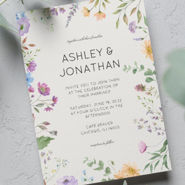 Simple, Timeless Wildflower Alabaster Wedding Invitation (Creator Uploaded)