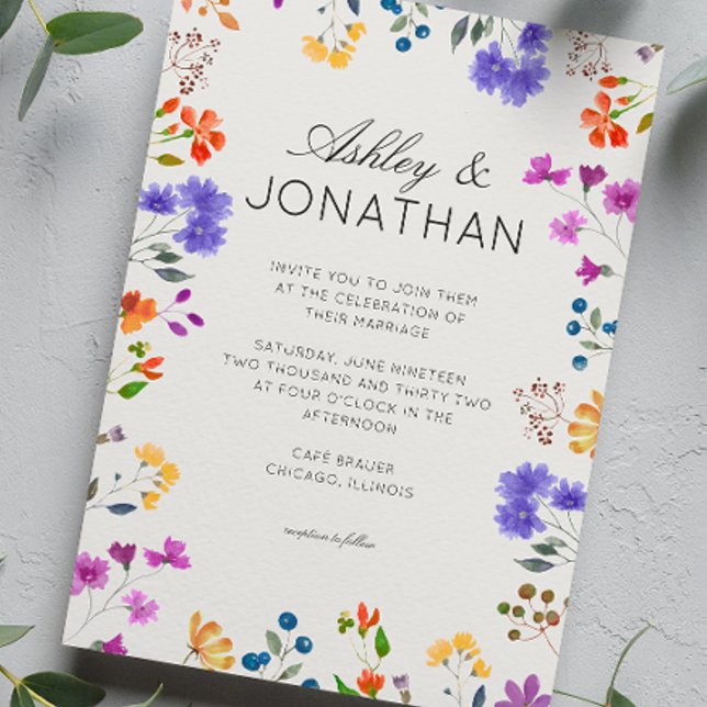 Simple, Timeless Wildflower Alabaster Wedding Invitation (Creator Uploaded)