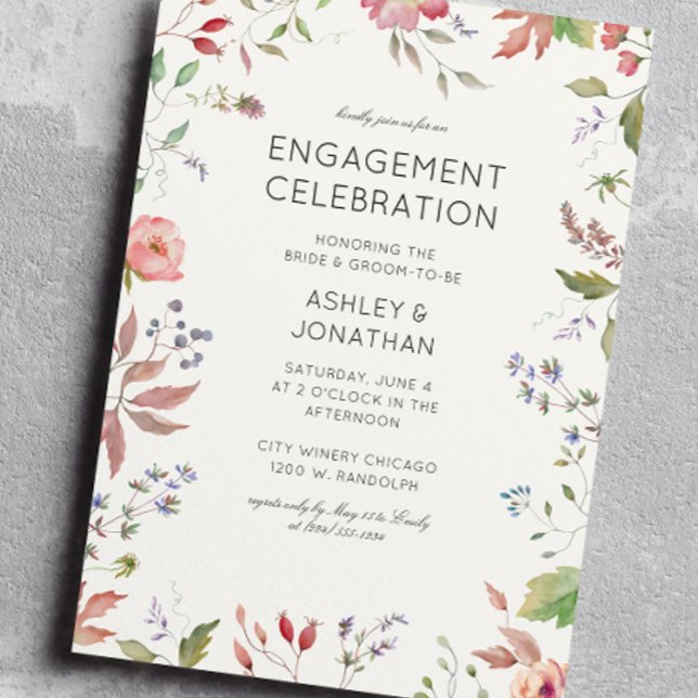 Simple, Timeless Wildflower Engagement Party Invitation (Creator Uploaded)