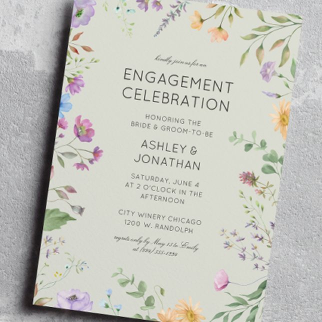 Simple, Timeless Wildflower Engagement Party Invitation (Creator Uploaded)