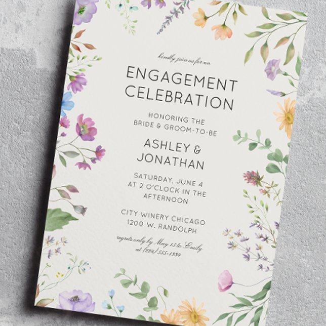 Simple, Timeless Wildflower Engagement Party Invitation (Creator Uploaded)