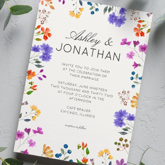 Simple, Timeless Wildflower Ivory White Wedding Invitation (Creator Uploaded)