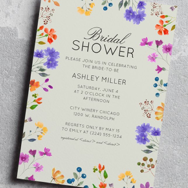Simple, Timeless Wildflower Sage Bridal Shower Invitation (Creator Uploaded)