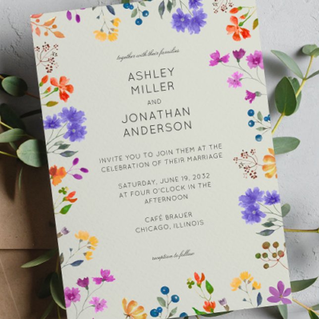 Simple, Timeless Wildflower Sage Green Wedding Invitation (Creator Uploaded)
