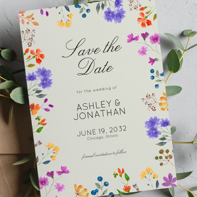 Simple, Timeless Wildflower Sage Green Wedding Save The Date (Creator Uploaded)