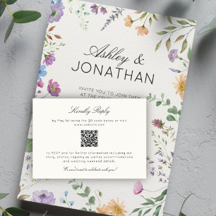 Simple, Timeless Wildflower Soft White Wedding RSVP Card