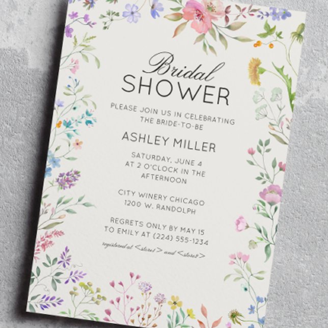 Simple, Timeless Wildflower Wedding Bridal Shower Invitation (Creator Uploaded)