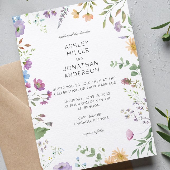 Simple, Timeless Wildflower Wedding Invitation (Creator Uploaded)