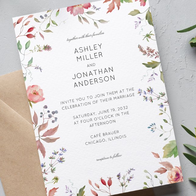 Simple, Timeless Wildflower Wedding Invitation (Creator Uploaded)