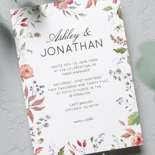 Simple, Timeless Wildflower Wedding Invitation (Creator Uploaded)