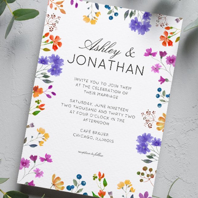 Simple, Timeless Wildflower Wedding Invitation (Creator Uploaded)