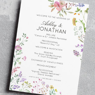 Simple, Timeless Wildflower Wedding Program