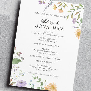 Simple, Timeless Wildflower Wedding Program