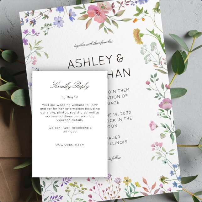 Simple, Timeless Wildflower Wedding RSVP Card (Creator Uploaded)