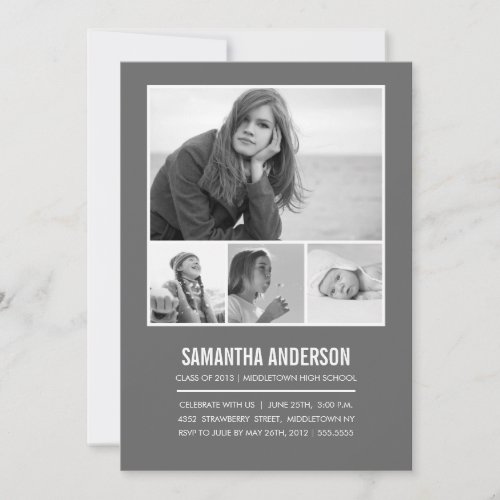 Simple Timeline Graduation Invitation - Grey
