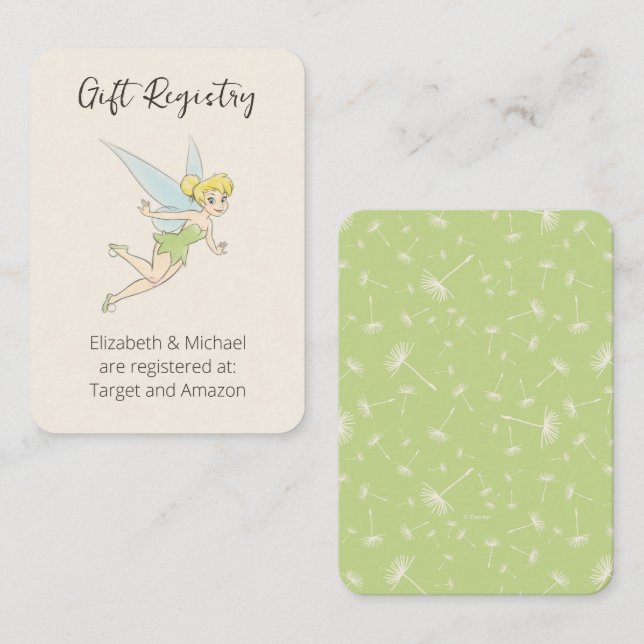 Simple Tinker Bell Baby Shower Gift Registry Enclosure Card (Front/Back)