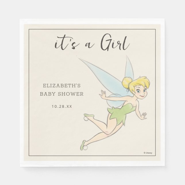Simple Tinker Bell Baby Shower Napkins (Front)