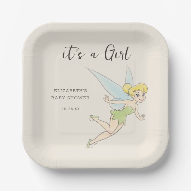 Simple Tinker Bell Baby Shower Paper Plates (Front)