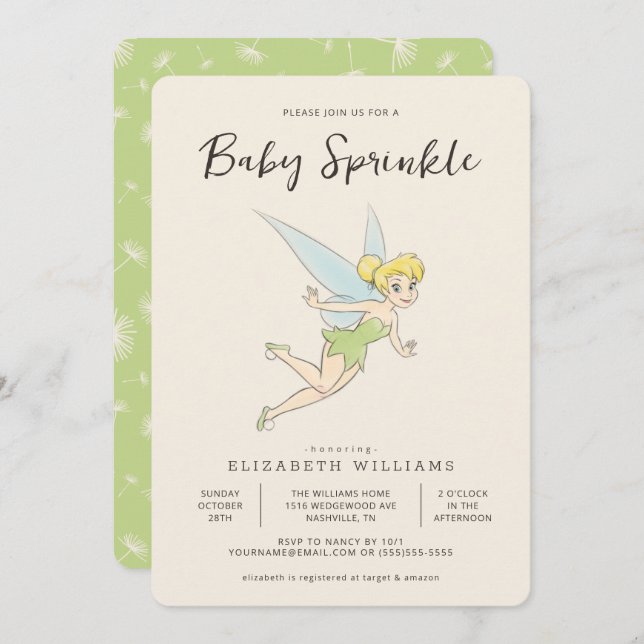 Simple Tinker Bell Baby Sprinkle Invitation (Front/Back)