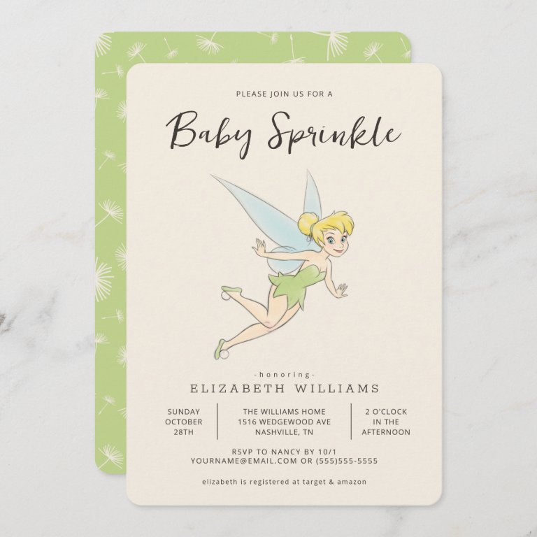 Simple Tinker Bell Baby Sprinkle Invitation