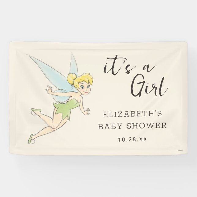 Simple Tinker Bell Girl Baby Shower Banner (Horizontal)