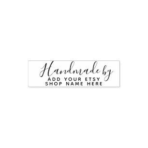 Simple Tiny Elegant Handmade by Business Name Self-inking Stamp